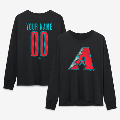 Arizona Diamondbacks Women's Forged Mascot Personalized Name & Number Long Sleeve T-Shirt - Black