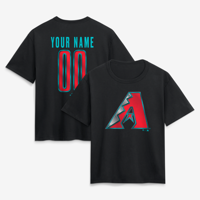 Arizona Diamondbacks Women's Forged Mascot Personalized Name & Number T-Shirt - Black