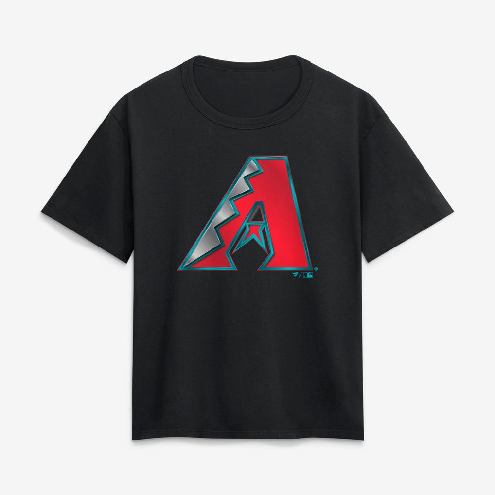 Arizona Diamondbacks Women's Metallic Mascot Personalized Name & Number T-Shirt - Black