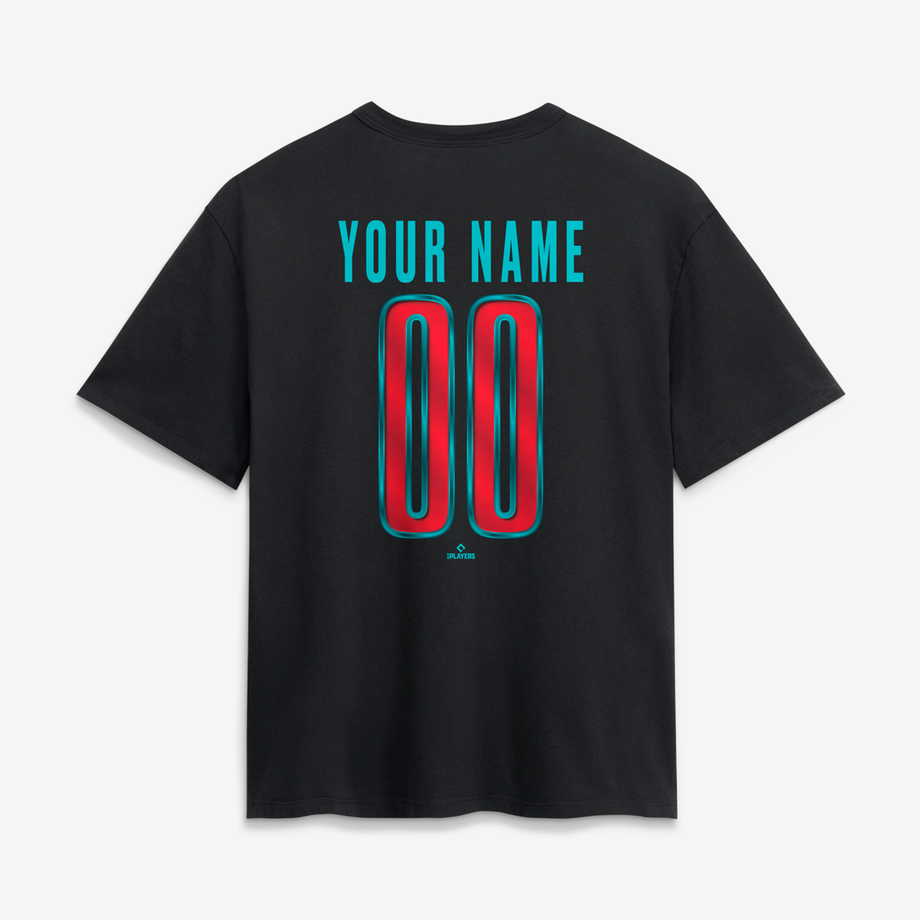 Arizona Diamondbacks Women's Metallic Mascot Personalized Name & Number T-Shirt - Black