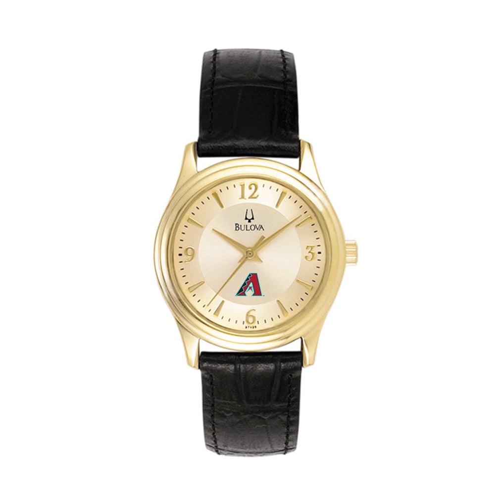 Arizona Diamondbacks Bulova Women's Leather Strap Watch - Gold