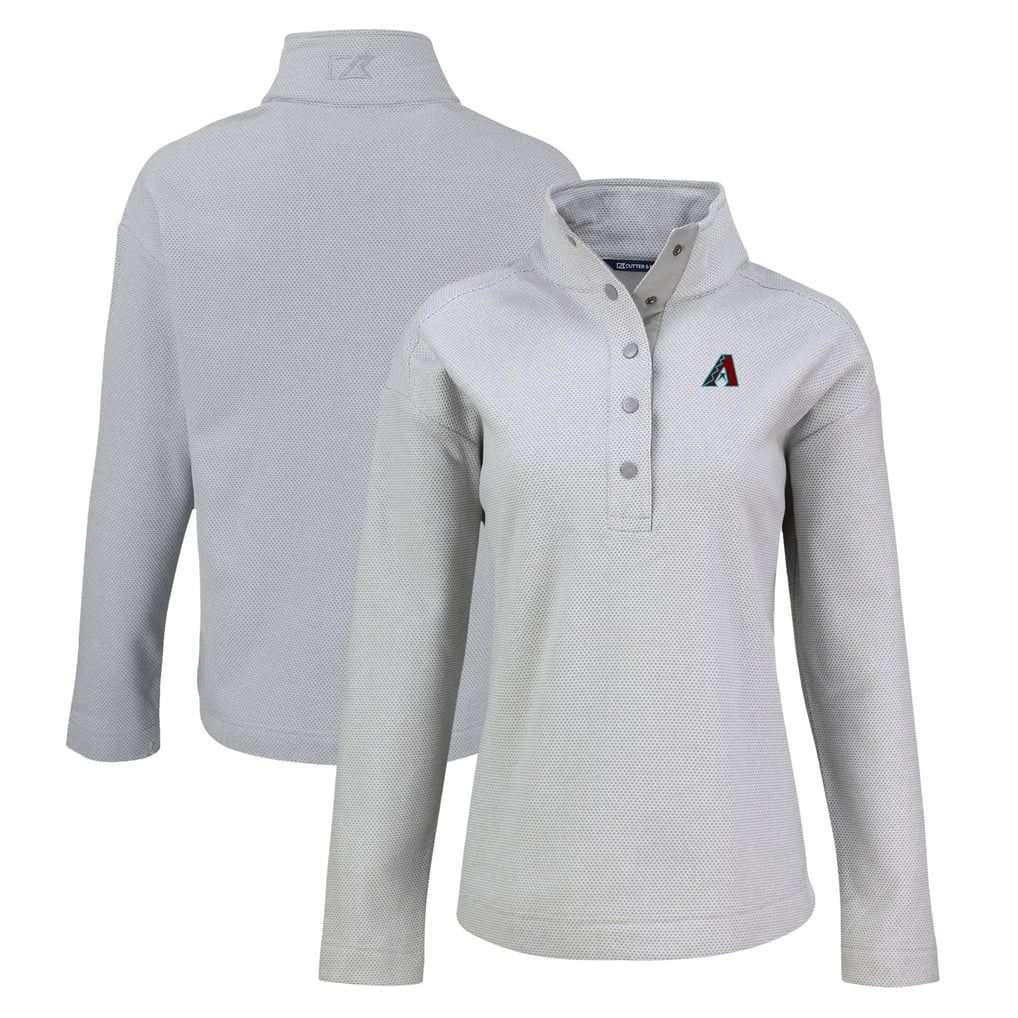 Arizona Diamondbacks Cutter & Buck Women's Hunts Point Eco Half-Snap Jacket - Gray