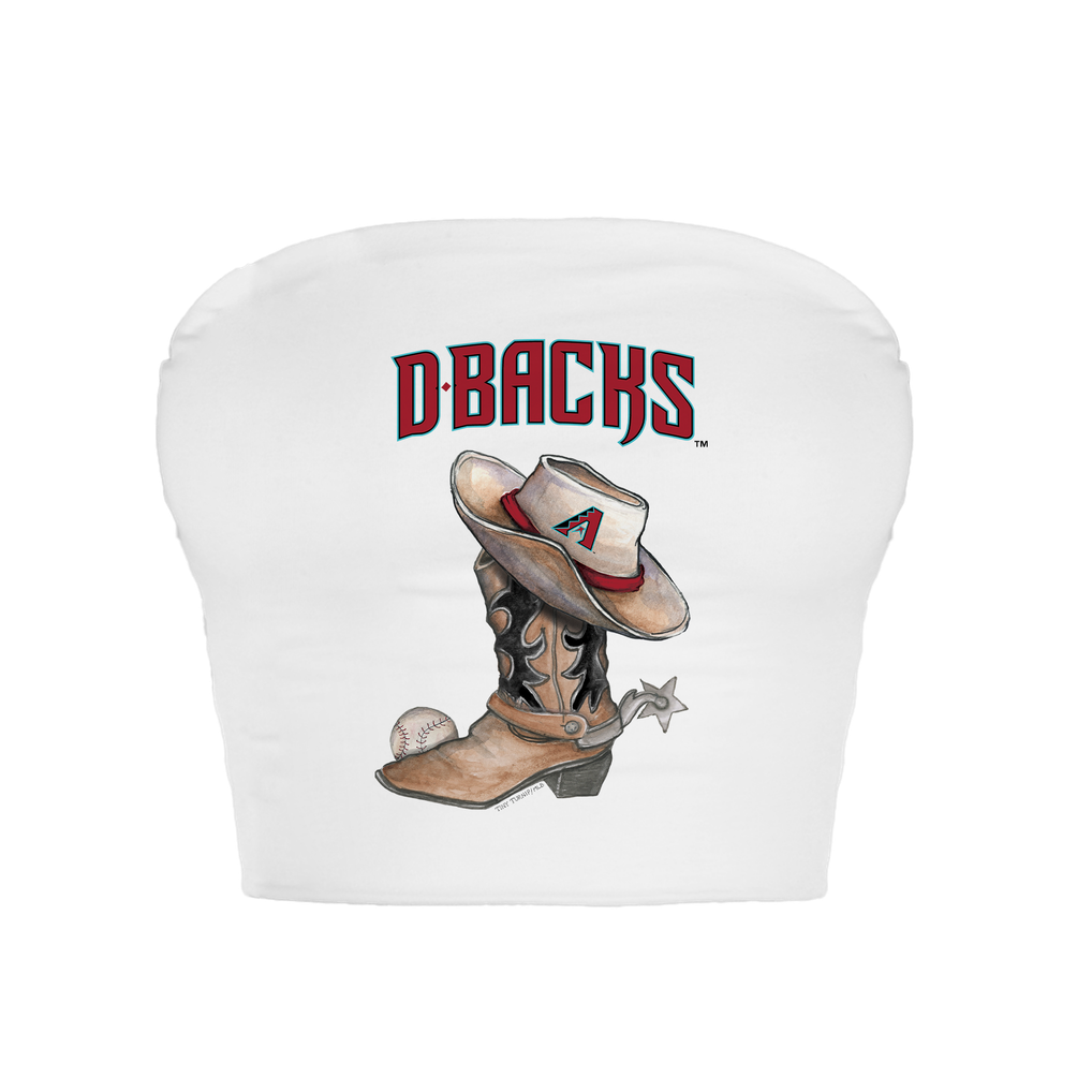  Arizona Diamondbacks Tiny Turnip Women's Cowboy Boot Crop Tube Top - White