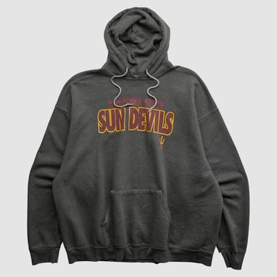 Arizona State Sun Devils Russell 2000s Hooded Pullover Sweatshirt - Dark Heather Gray - 2XL by Fanatics Real Vintage