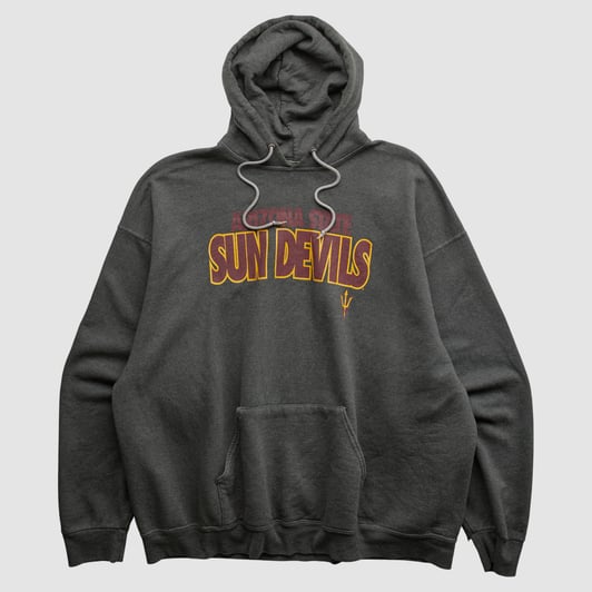 Arizona State Sun Devils Russell 2000s Hooded Pullover Sweatshirt - Dark Heather Gray - 2XL by Fanatics Real Vintage