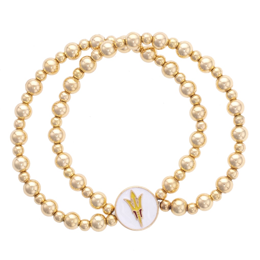 Arizona State Sun Devils CANVAS Style 18k Gold-Plated Logo 2-Row Ball Bead Stretch Bracelet