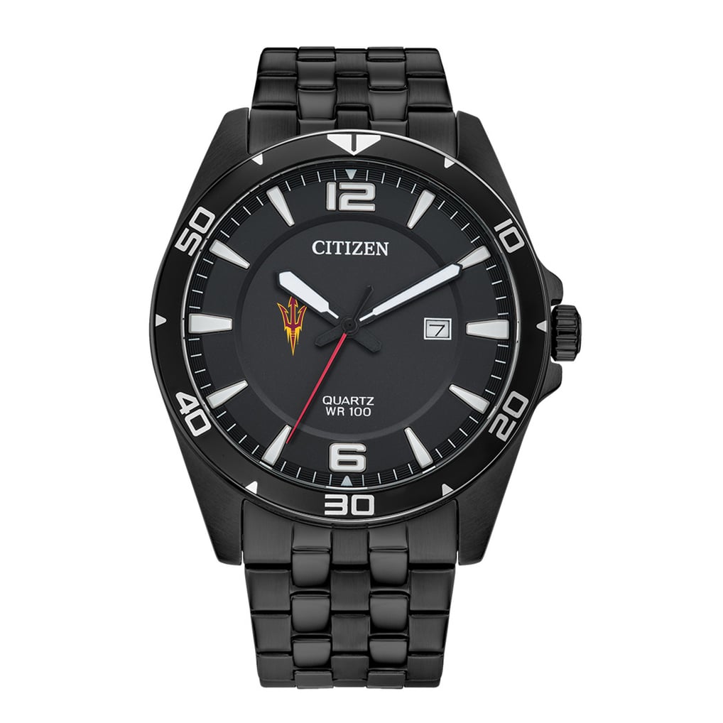 Arizona State Sun Devils Citizen Quartz Black-Tone Stainless Steel Watch
