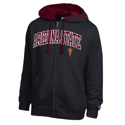 Arizona State Sun Devils Champion Arch Logo Full-Zip Fleece Hoodie - Black