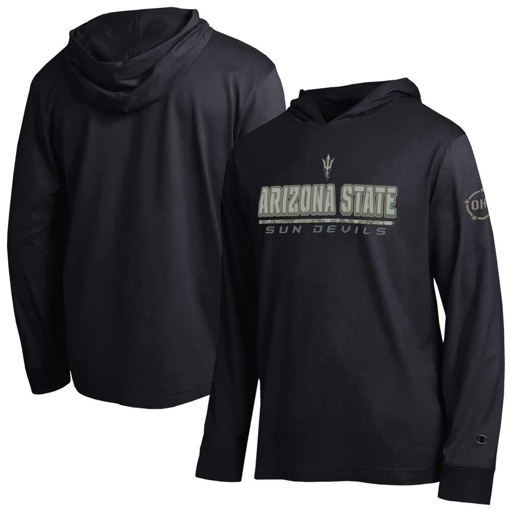  Arizona State Sun Devils Champion Operation Hat Trick Camo Script Hooded Long Sleeve T-Shirt - Black