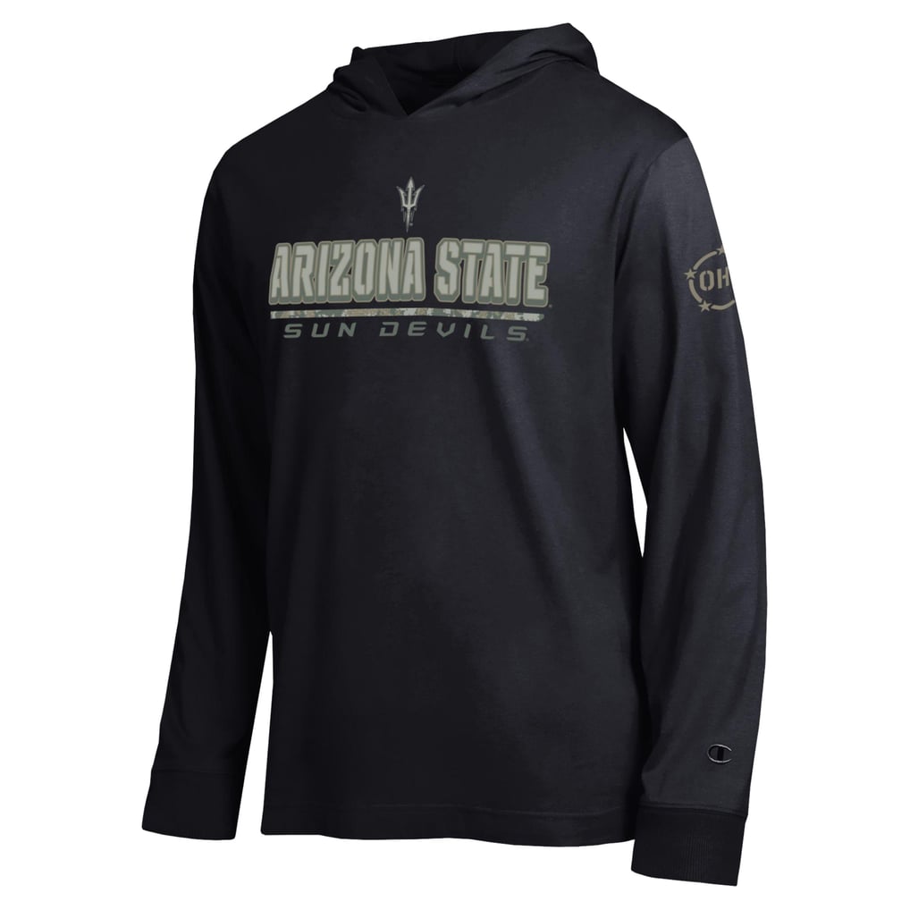  Arizona State Sun Devils Champion Operation Hat Trick Camo Script Hooded Long Sleeve T-Shirt - Black