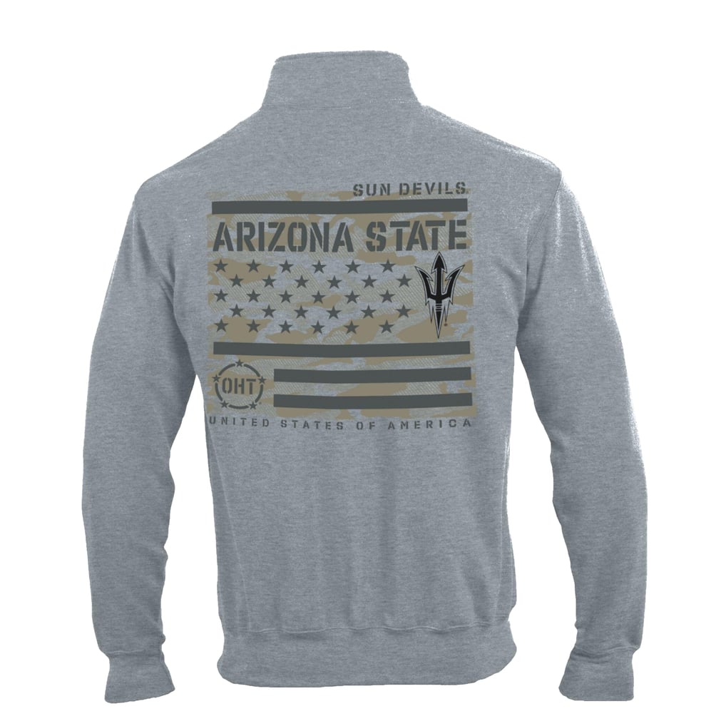  Arizona State Sun Devils Champion Operation Hat Trick Flag Powerblend Fleece Quarter-Zip Pullover - Heather Gray