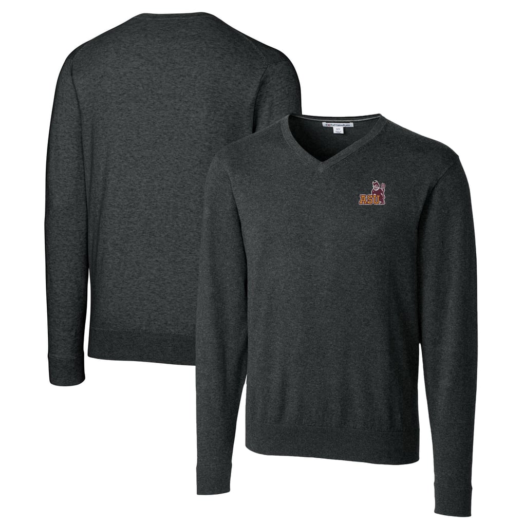Arizona State Sun Devils Cutter & Buck Lakemont Tri-Blend Big & Tall V-Neck Pullover Sweater - Heather Charcoal