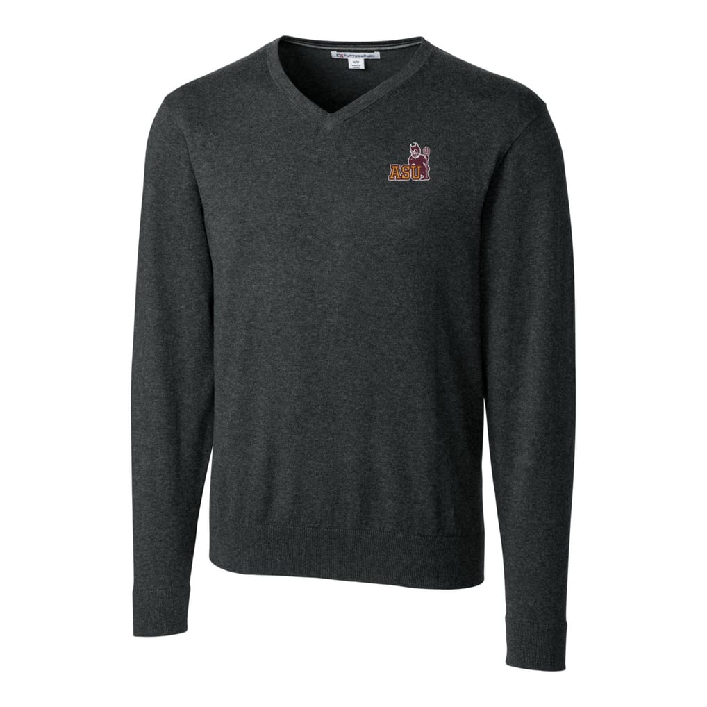 Arizona State Sun Devils Cutter & Buck Lakemont Tri-Blend Big & Tall V-Neck Pullover Sweater - Heather Charcoal