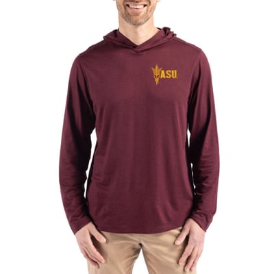  Arizona State Sun Devils Cutter & Buck Coastline Recycled Double Peached Hoodie - Maroon