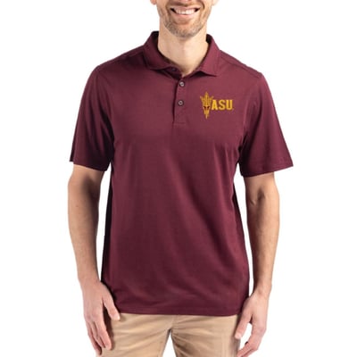  Arizona State Sun Devils Cutter & Buck Coastline Recycled Double Peached Polo - Maroon