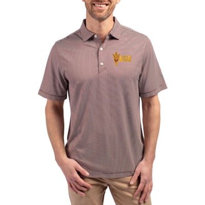  Arizona State Sun Devils Cutter & Buck Forge Recycled Double Stripe 4-Way Stretch Polo - Maroon