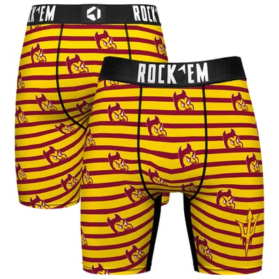  Arizona State Sun Devils Rock Em Mascot Stripes Boxer Briefs - Gold