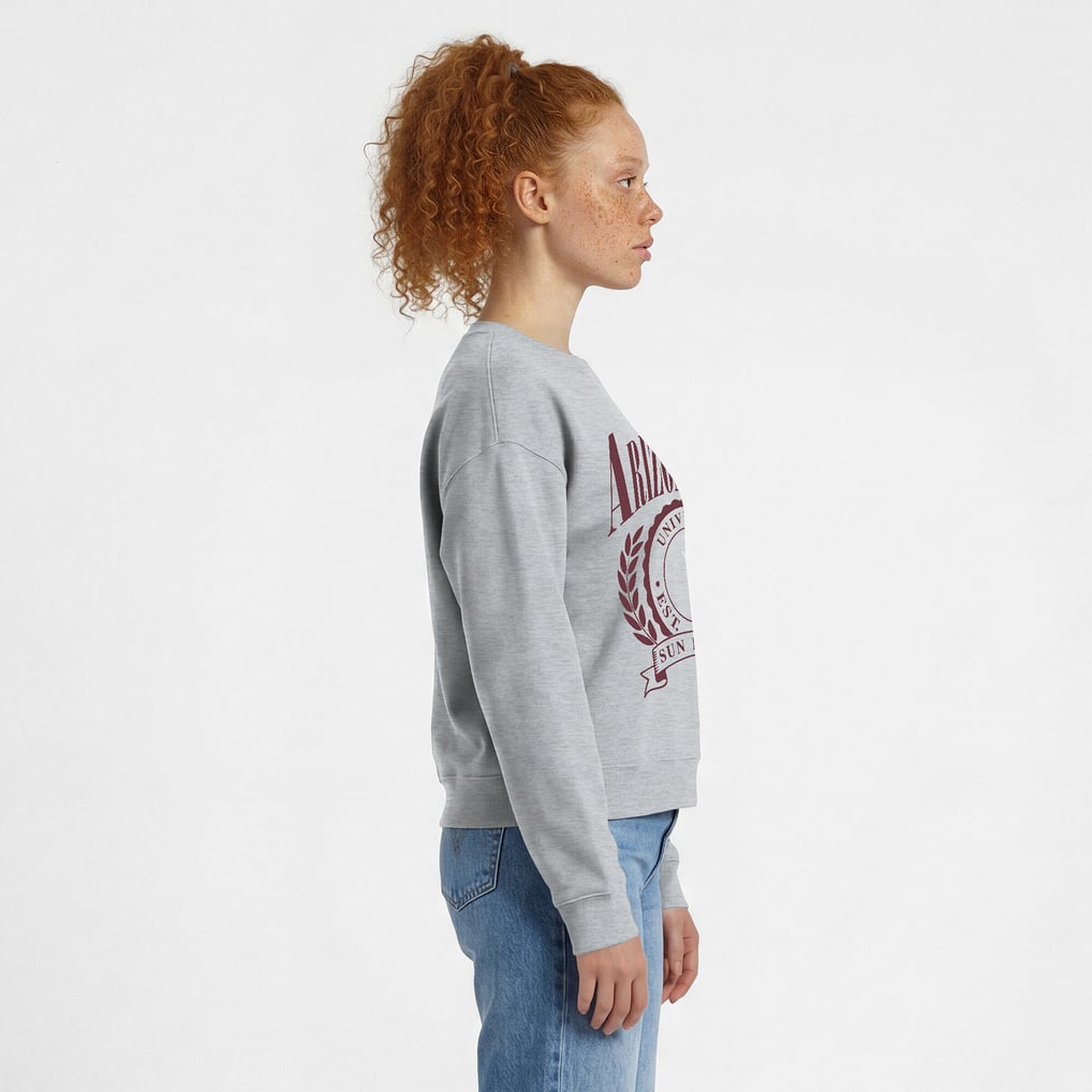  Arizona State Sun Devils Champion Women's Academic Crest Powerblend Crewneck Sweatshirt - Heather Gray