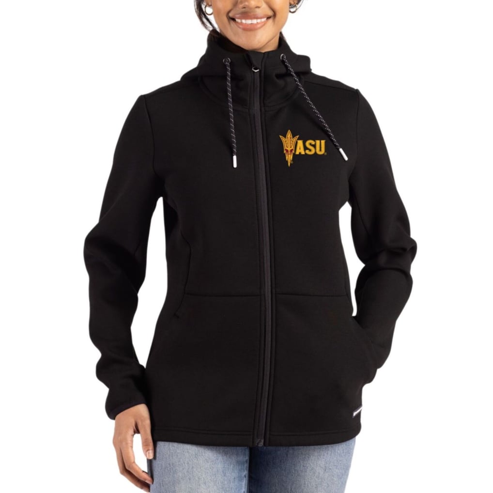Arizona State Sun Devils Cutter & Buck Women's Roam Eco Recycled Full-Zip Jacket - Black