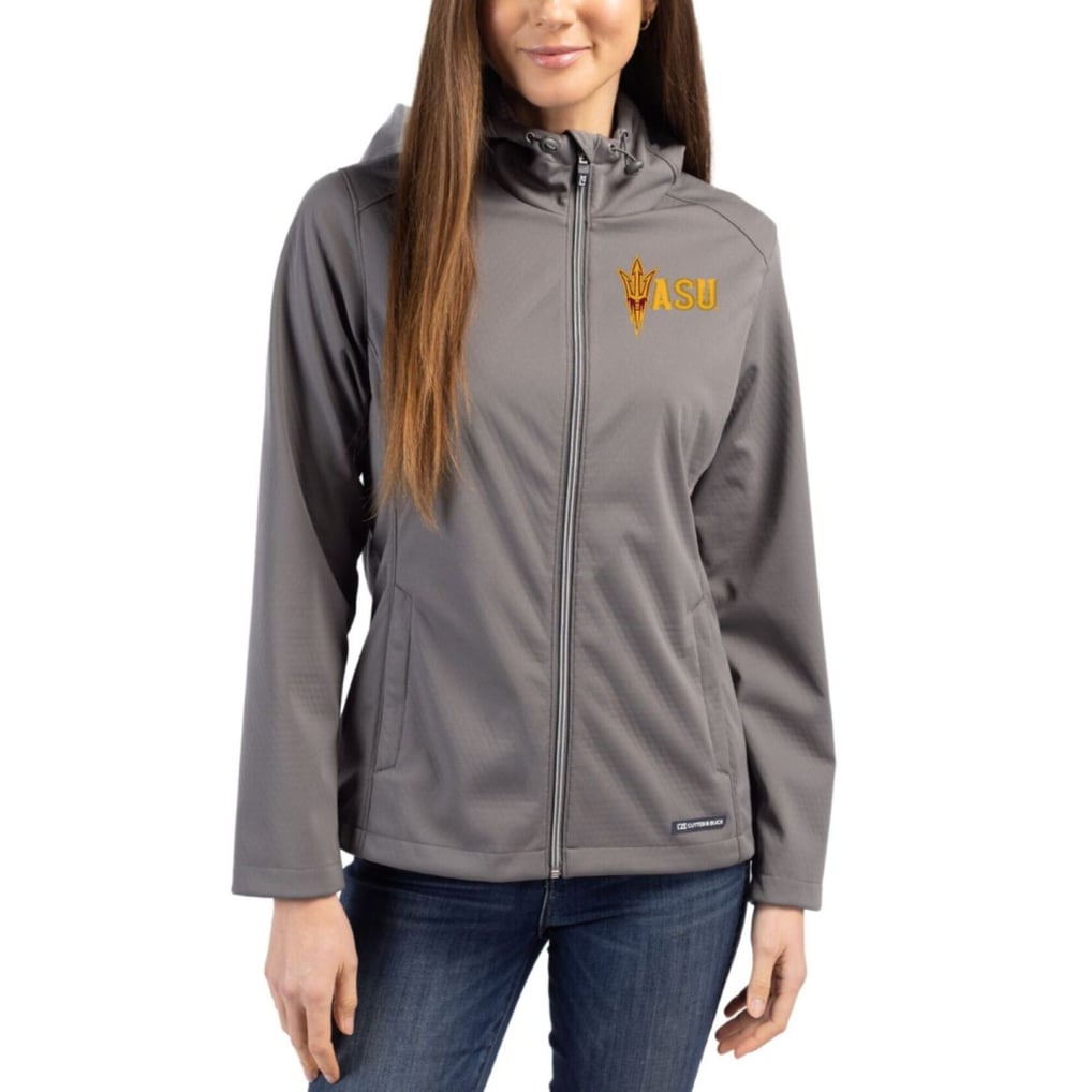 Arizona State Sun Devils Cutter & Buck Women's Evoke Softshell Recycled Full-Zip Jacket - Gray