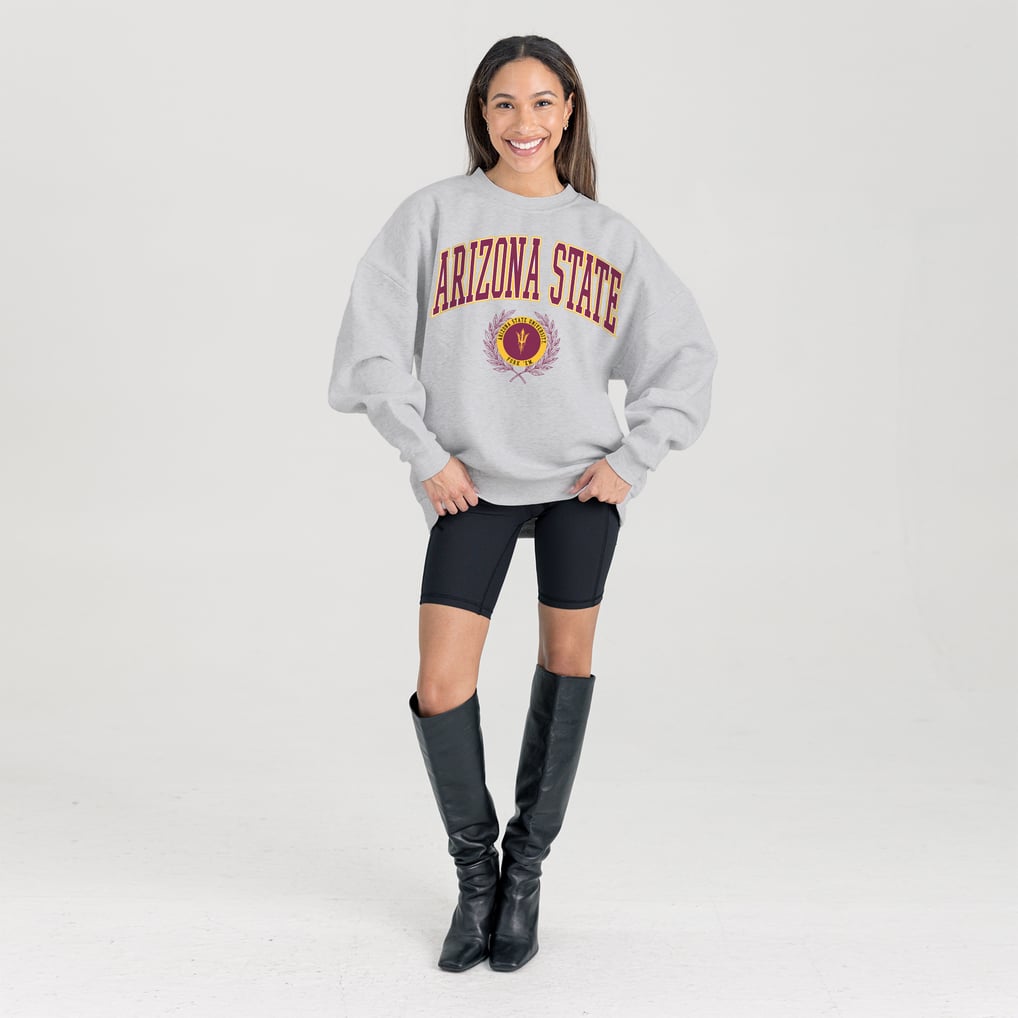 Arizona State Sun Devils Gameday Couture Women's Oversized Tradition Refined Premium Fleece Sweatshirt - Ash