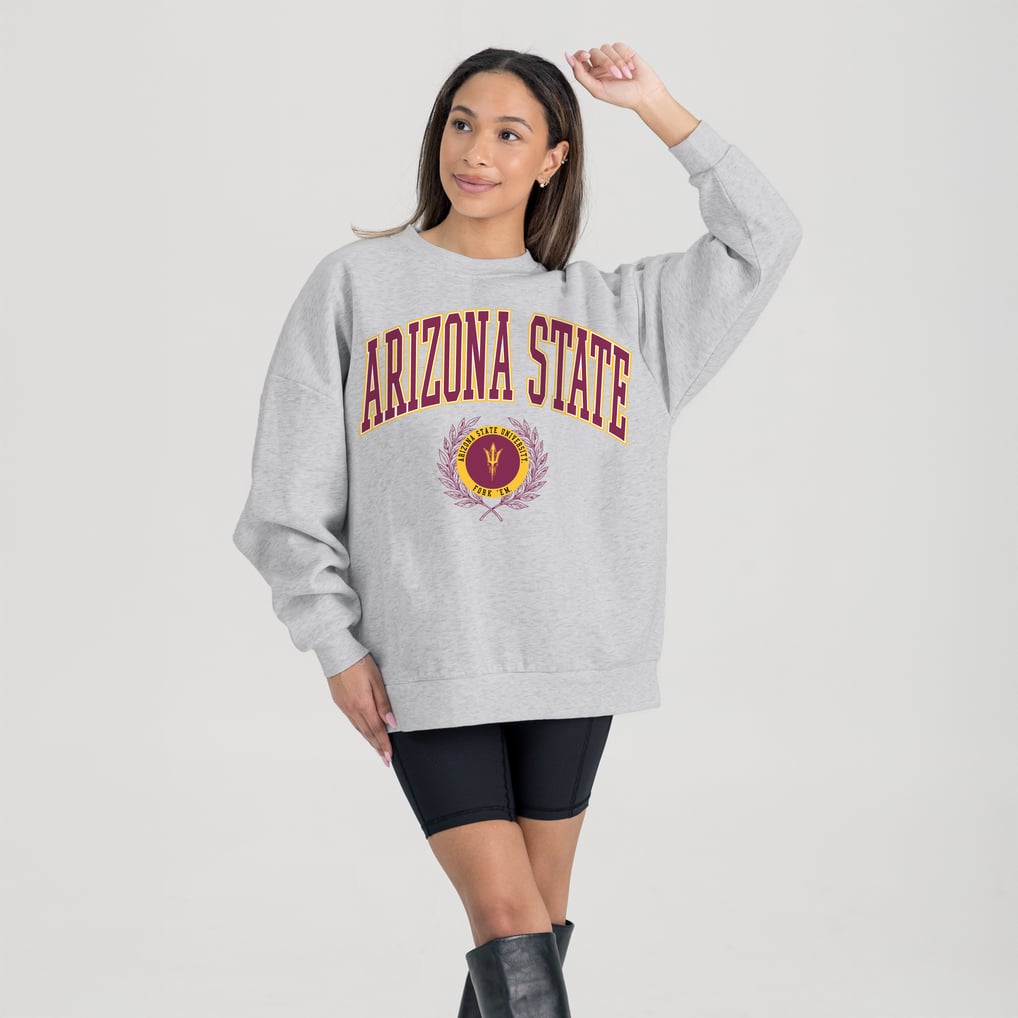 Arizona State Sun Devils Gameday Couture Women's Oversized Tradition Refined Premium Fleece Sweatshirt - Ash