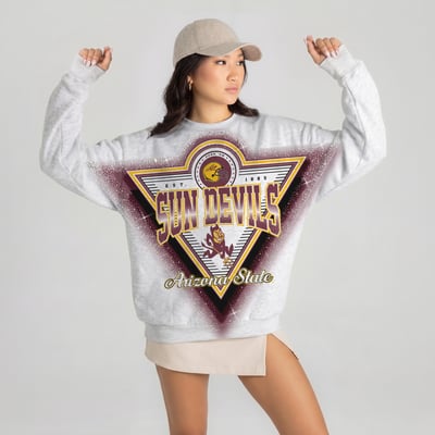 Arizona State Sun Devils Gameday Couture Women's Chasing Victory Rhinestone Spray Oversized Fleece Sweatshirt - Heather Gray