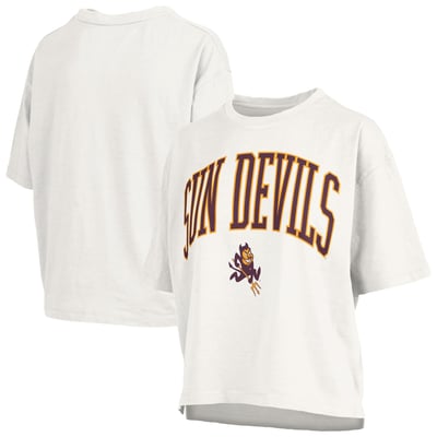 Arizona State Sun Devils Pressbox Women's Oversized Nelson Arch Over Logo Slub T-Shirt - White