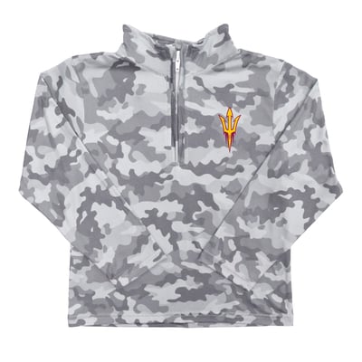  Arizona State Sun Devils Vive La Fete Youth Camo Quarter-Zip Sweatshirt - Gray