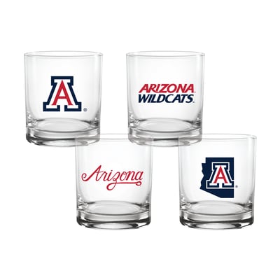  Arizona Wildcats Indigo Falls Core 4-Pack Collectors 14oz. Rocks Glass Set