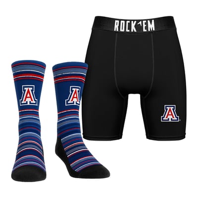  Arizona Wildcats Rock Em Primary Crew Socks & Boxer Briefs Combo Pack