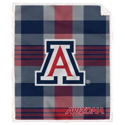 Arizona Wildcats Pegasus Bold Plaid Steel 50" x 60" Ultra Cozy Sherpa Blanket