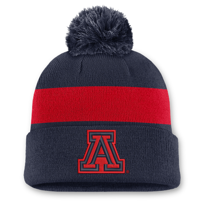 Arizona Wildcats Nike Unisex Primetime Stripe Cuffed Knit Hat with Pom - Navy