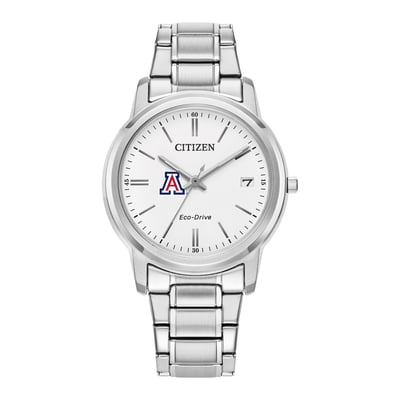 Arizona Wildcats Citizen Watch Women's Eco-Drive White Dial Stainless Steel Watch - Silver
