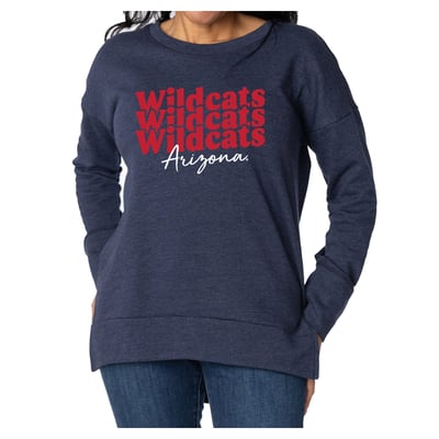 Arizona Wildcats Flying Colors Apparel Women's Marly Side Split Sweatshirt - Navy
