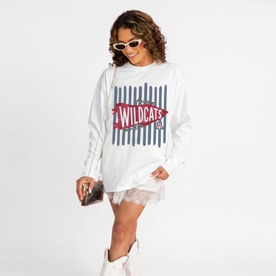 Arizona Wildcats Gameday Couture Women's Rally Stripe Oversized Long Sleeve T-Shirt - White