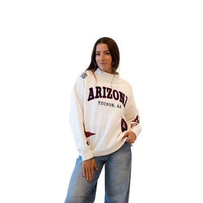 Arizona Wildcats Gameday Social Women's Patch Mockneck Sweatshirt - White
