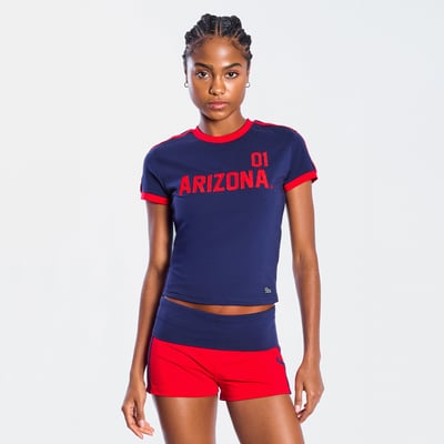  Arizona Wildcats Hype and Vice Women's Cropped Goalie Baby T-Shirt - Navy