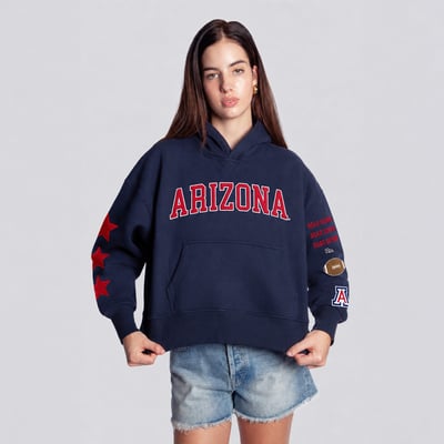  Arizona Wildcats Hype and Vice Women's Cropped Spirit Hoodie - Navy