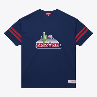 Arizona Wildcats Mitchell & Ness Women's Boyfriend V-Neck T-Shirt - Navy