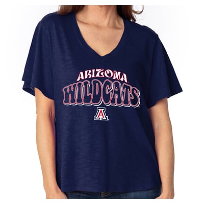  Arizona Wildcats Women's Fawn Flutter Sleeve T-Shirt - Navy