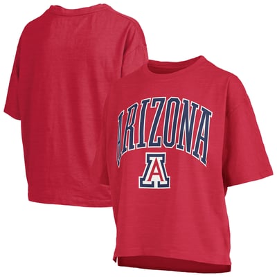 Arizona Wildcats Pressbox Women's Oversized Nelson Arch Over Logo Slub T-Shirt - Red