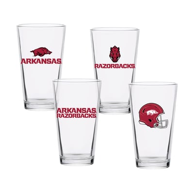 Arkansas Razorbacks 16oz. Collector Pint Glass Four-Piece Set