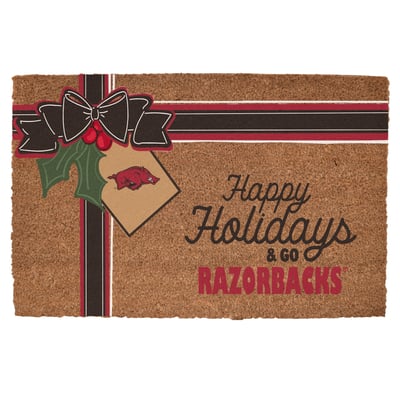 Arkansas Razorbacks 20" x 30" Holiday Gift Wrap Coir Door Mat
