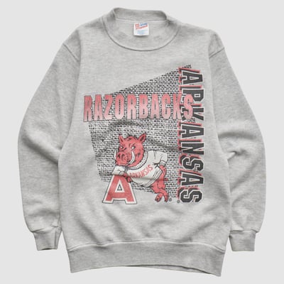 Arkansas Razorbacks Hanes 90s Pullover Sweatshirt - Heather Gray - XS by Fanatics Real Vintage