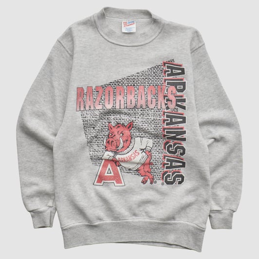 Arkansas Razorbacks Hanes 90s Pullover Sweatshirt - Heather Gray - XS by Fanatics Real Vintage