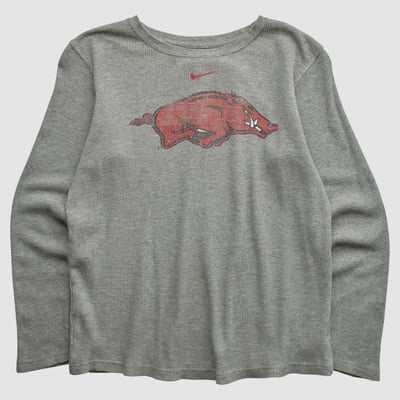 Arkansas Razorbacks Nike 2000s Long Sleeve Top - Gray - S by Fanatics Real Vintage