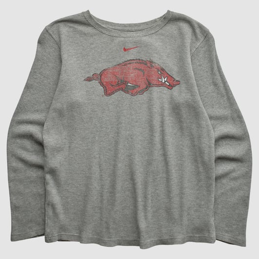 Arkansas Razorbacks Nike 2000s Long Sleeve Top - Gray - S by Fanatics Real Vintage