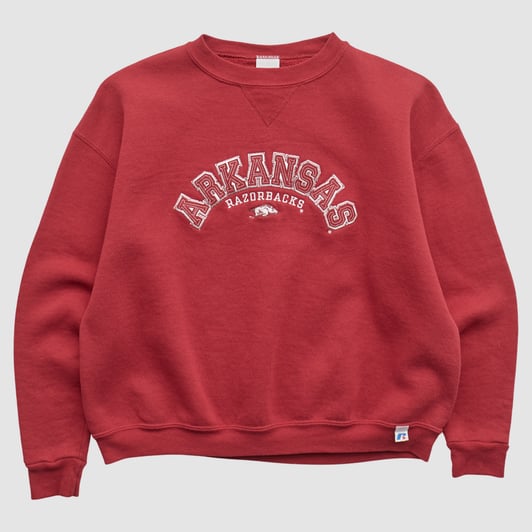 Arkansas Razorbacks Russell 2000s Pullover Sweatshirt - Red - Yth L by Fanatics Real Vintage