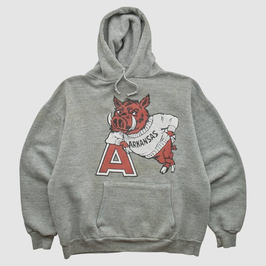 Arkansas Razorbacks Sportswear 90s Hooded Pullover Sweatshirt - Heather Gray - S by Fanatics Real Vintage